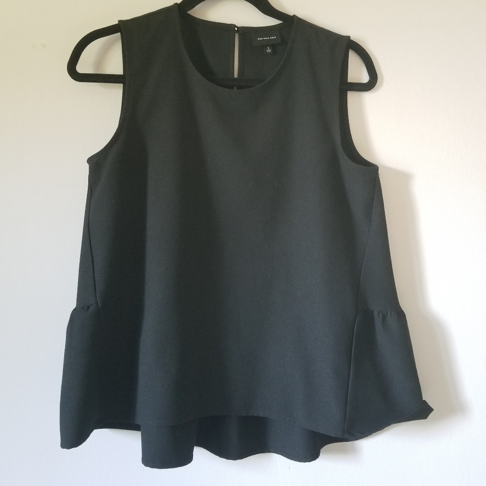 Who What Wear Black Peplum Sleeveless Top